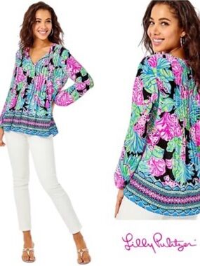 Lilly Pulitzer Marilena Jungle Onyx Jaguar print tunic. Like New! So pretty 😍